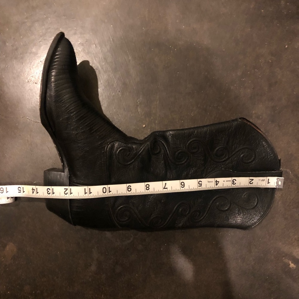 Tony Lama pointed toe Black Brilliant lizard leather western boots - Picture 9 of 9